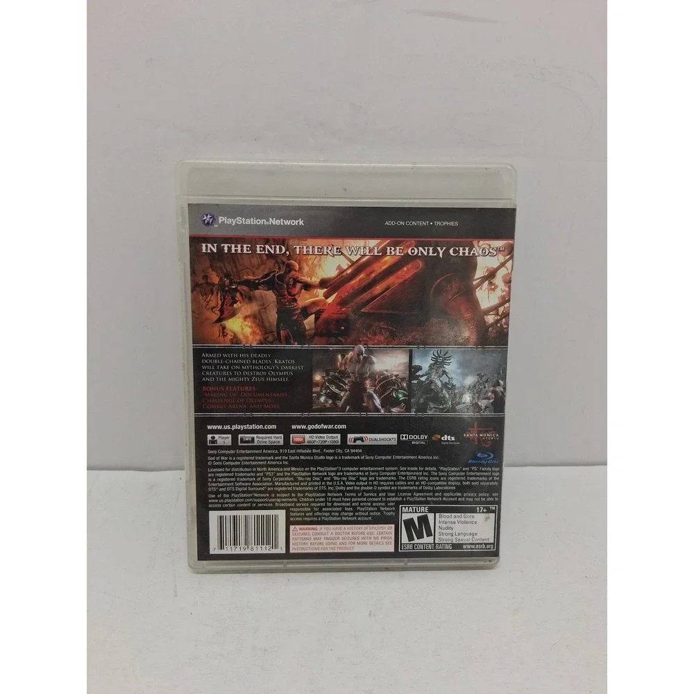 God of War III 3 Sony PlayStation 3 PS3 Game with Manual BCUS-98111